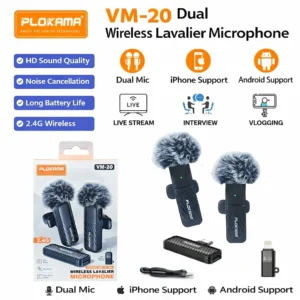 Plokama VM20 Dual Wireless Lavalier Microphone 2-in-1 Plug